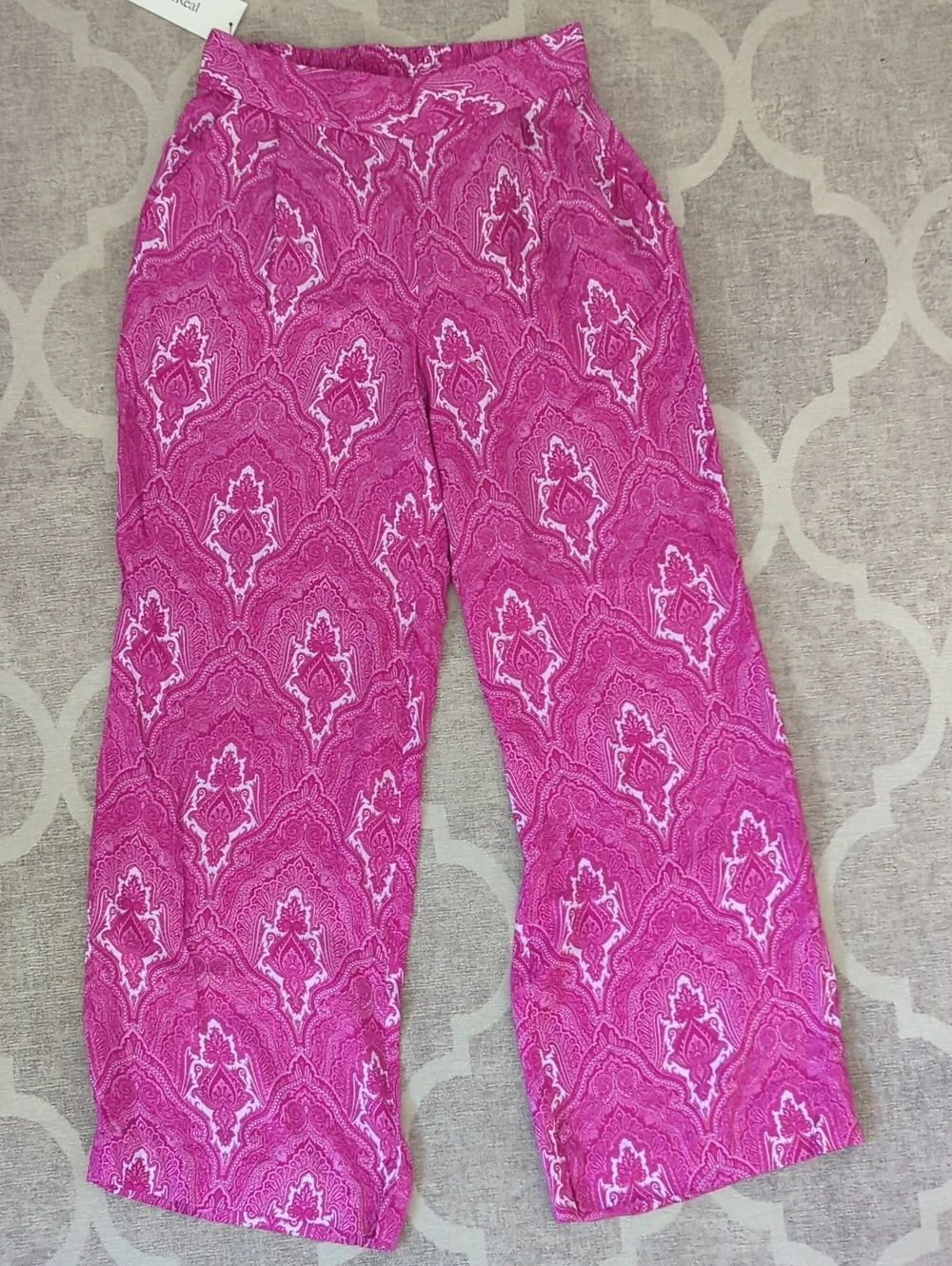 DREWβBright Pink Paisley-Print Wide-Leg Bottoms